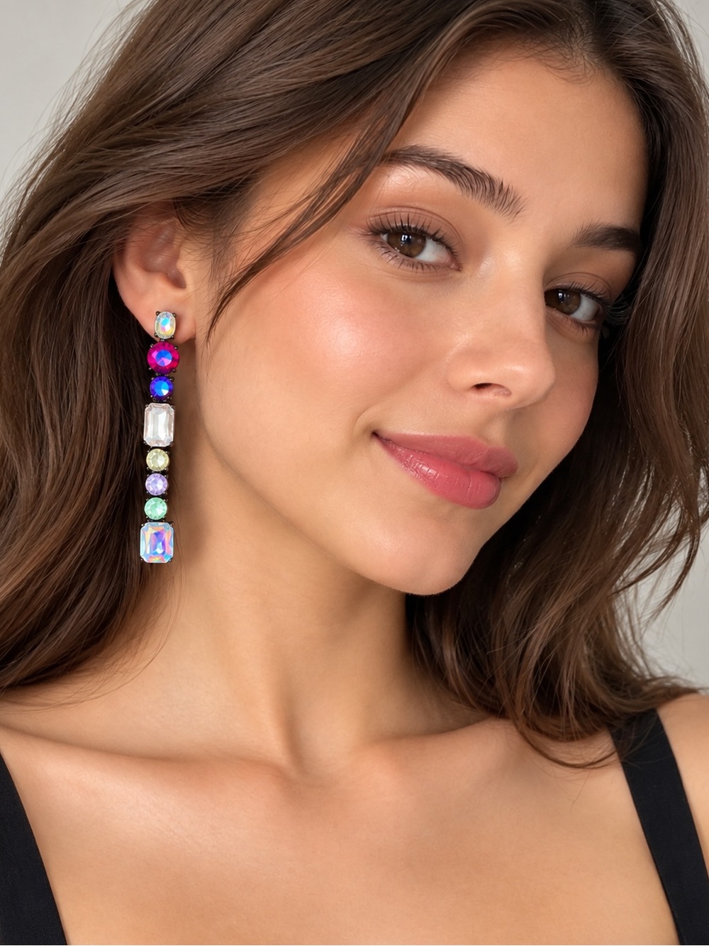 Multicolor Crystal Statement Drop Earrings